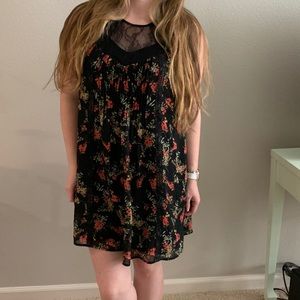 Black and Red Floral Mini Dress